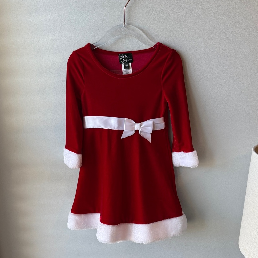 Pink‎ & Violet Red and White Toddler Santa Dress